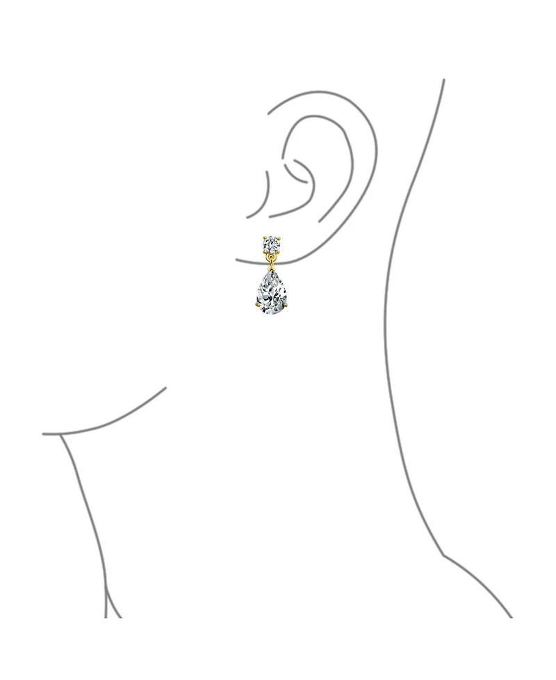Bling Jewelry Classic Simple Cubic Zirconia Teardrop Cz Dangle Drop Earrings Gold Plated .925 Sterling Silver