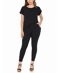 White Mark Women's Dolman Short-Sleeve Top and Scuba Pants Set