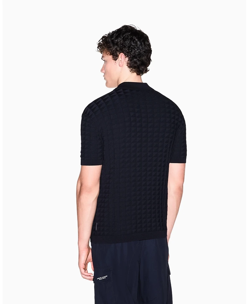 A|X Armani Exchange Men's Viscose Grid Polo Shirt