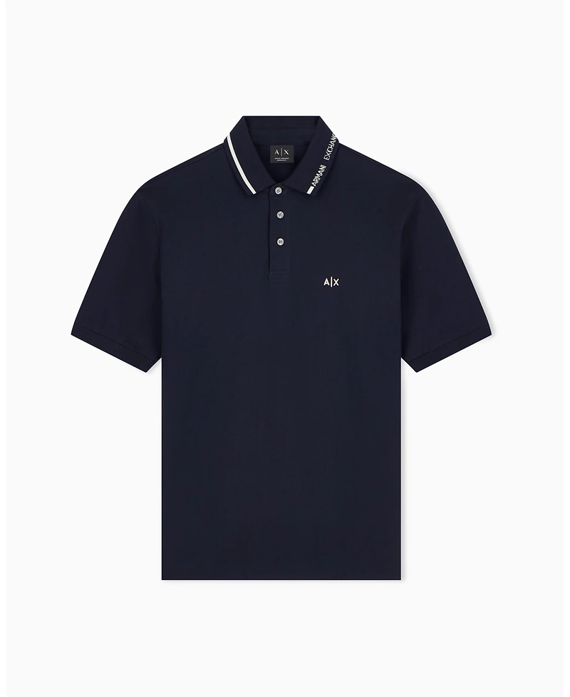 A|X Armani Exchange Men's Pique Tipping Wording Polo Shirt