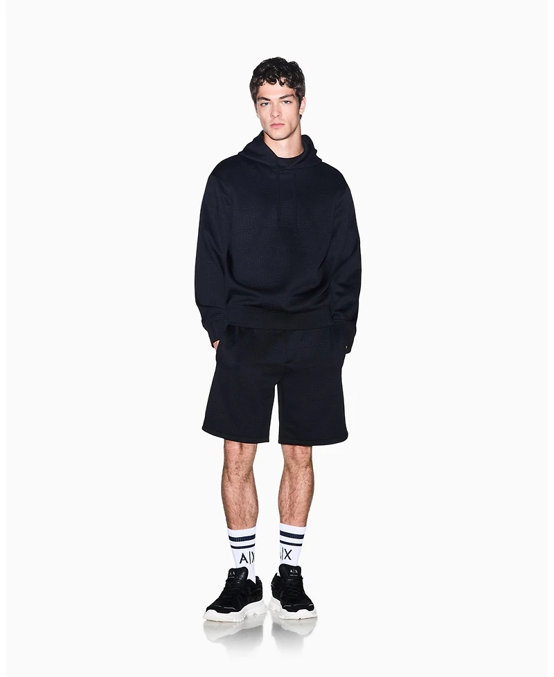 A|X Armani Exchange Men's Jacquard All Over Logo Hoodie Sweatshirt