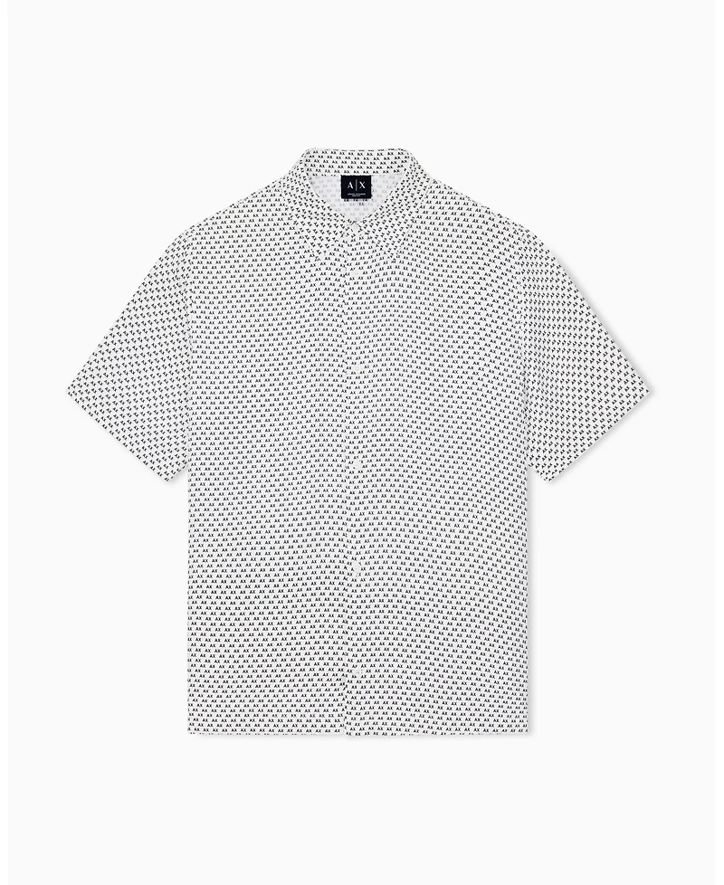 A|X Armani Exchange Men's Viscose All Over Logo Woven Shirt