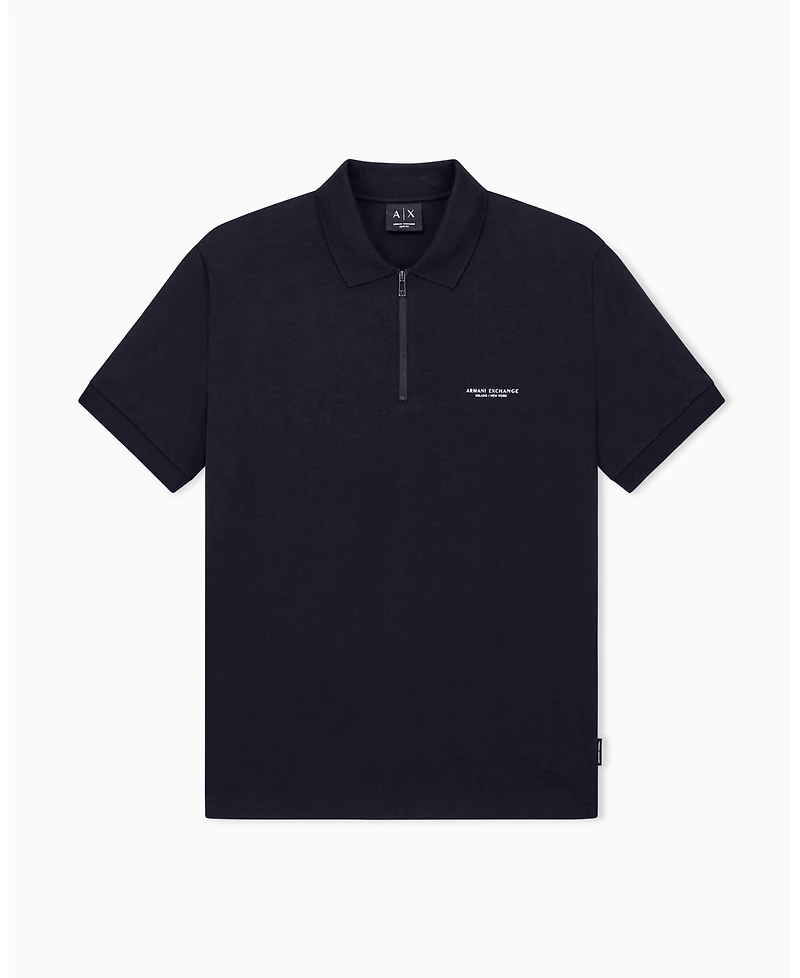 A|X Armani Exchange Men's Short Sleeves Zip Cotton Polo Shirt