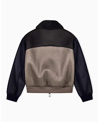 A|X Armani Exchange Men's Crossover Sherpa Collar Color Block Bomber Jacket