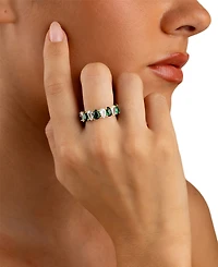 Sterling Forever Silver Pear Cut Emerald Cubic Zirconia Celebration Band Ring