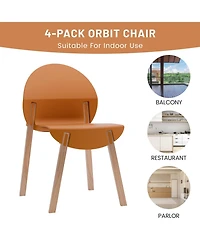 Mondawe 4 Pack Crimson Chairs Oak Wood Legs and Pp Seat