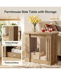 Tribesigns Side Table, 2-Tier Farmhouse End Table with Storage, Wooden Nightstand for Bedroom, Living Room, Office, Small Spaces