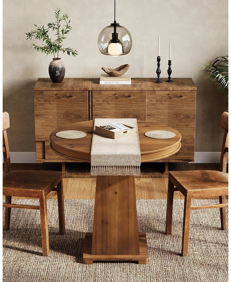 Tribesigns Solid Wood Round Dining Table, 31.5" Small Kitchen Table for 2, Modern Farmhouse Dinner Table (Only Table)