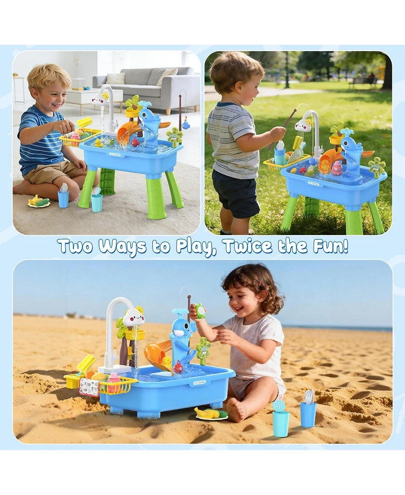 Gnuadz Water Table Kids Pump Activity Pool Play Sink Fishing