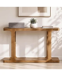 Rainsken Modern Console Table, with Shelf and Thick Tabletop, Inlaid Assembly Design, for Living Room, Hallway