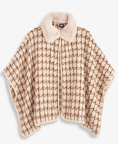 I.n.c. International Concepts Women's Houndstooth Chenille Topper, Macy's Exclusive