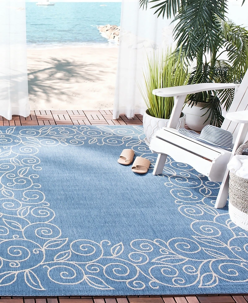 Safavieh Courtyard CY5139 Blue and Beige 5'3" x 7'7" Outdoor Area Rug