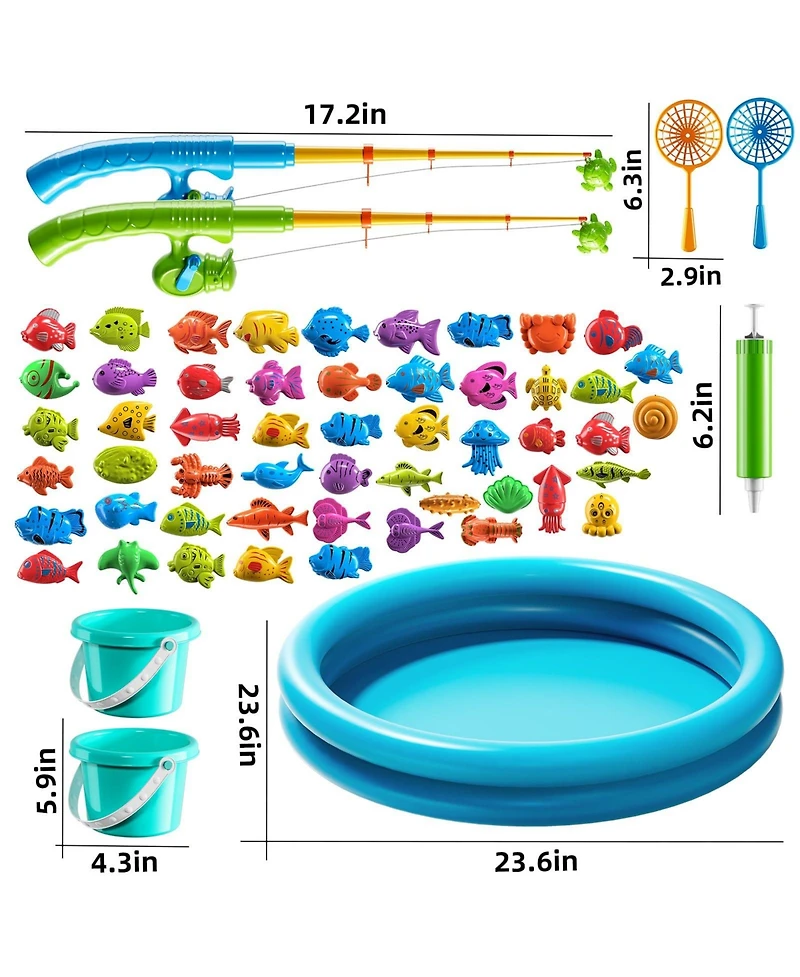 Gnuadz Fishing Game Pool Rod Net Summer Play Indoor Outdoor Gift Boy