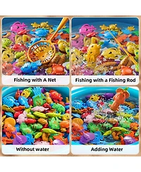 Gnuadz 60PCS Kids Fishing Pool Game Set Inflatable Rod Net Floating Fish Toy