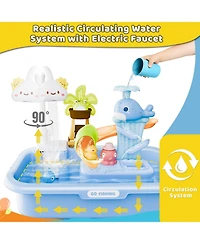 Gnuadz 4-in-1 Water Table Kids Kitchen Sink Fishing Play Set