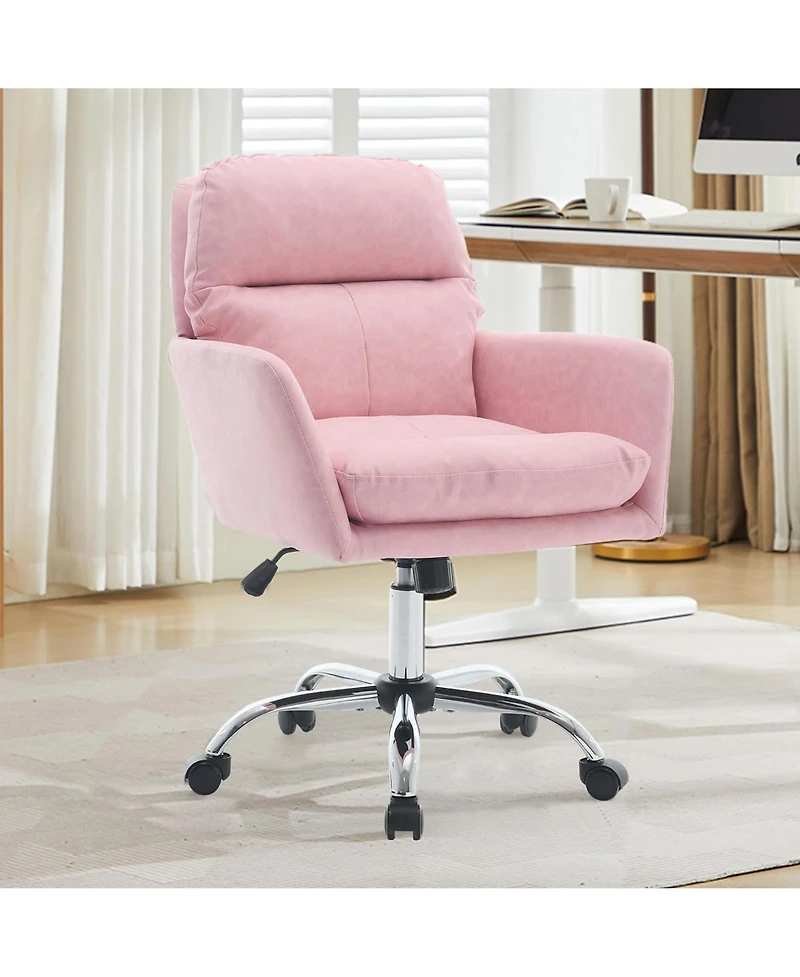 Rainsken Pu Leather Office Desk Chair - 360degree(s) Swivel, Height Adjustable, Thick Padded Seat, Ergonomic Computer Chair for Study Room