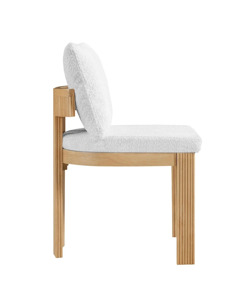 Rainsken Indoor Boucle Dining Chair Set of 2 with Rubber Wood Frame and Back Pillow, 250 lbs Capacity for Room Kitchen