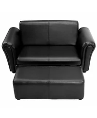Gouun Kids 2-Seat Couch with Matching Ottoman for Playroom, 32.5 x 16.5 in