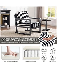 Rainsken Stripe Accent Chair, Modern Upholstered Armchair in Fabric, For Living Room Bedroom Apartment, Easy Assembly