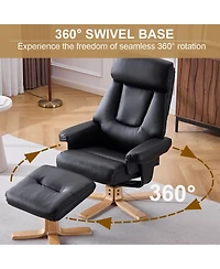 Rainsken 360degree(s) Swivel Accent Chair, with Upholstered Heated Massage, Ergonomic Lounge Recliner, with ottoma, for Bedroom, Office, Apartment