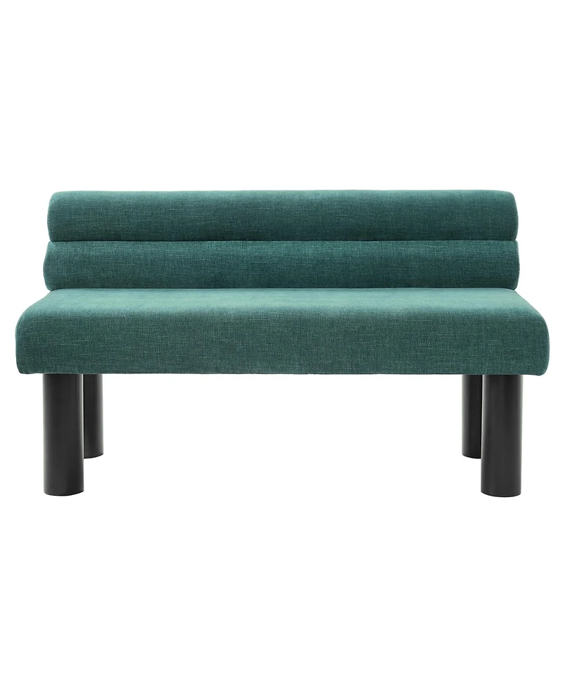 Rainsken Upholstered Dining Bench with Backrest, End of Bed and Entryway Ottoman with Rubber Wood Legs for Dining Room and Bedroom, 300 Lbs Support
