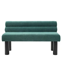 Rainsken Upholstered Dining Bench with Backrest, End of Bed and Entryway Ottoman with Rubber Wood Legs for Dining Room and Bedroom, 300 Lbs Support
