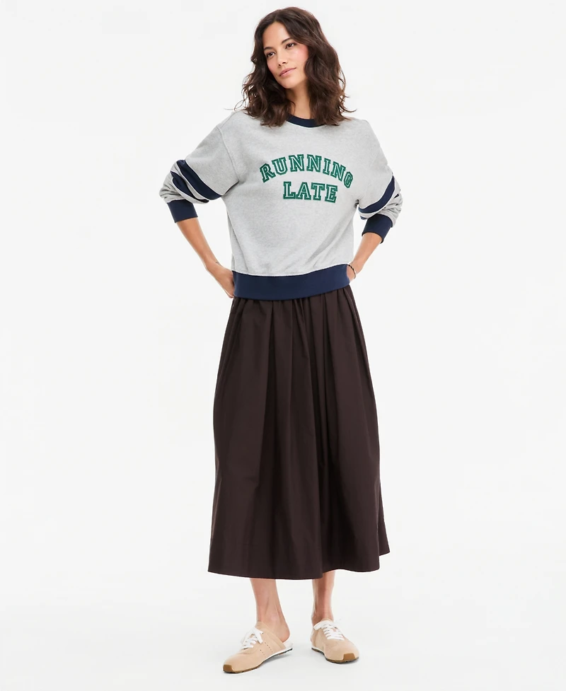 On 34th Women's Crewneck Colorblock Running Late Graphic Sweatshirt, Macy's Exclusive