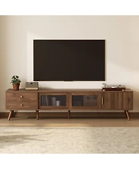 Rainsken Mid-Century Modern Tv Stand, 76" Media Console, for 60-85 inches Tv, Entertainment Center with Storage, for Bedroom Living Room