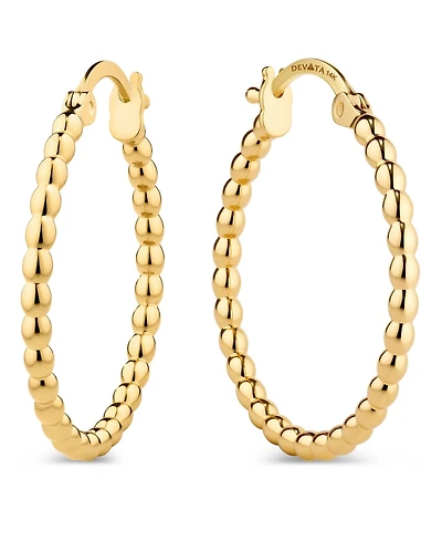 Devata Beaded Ball Hoop Earrings in 14K Gold