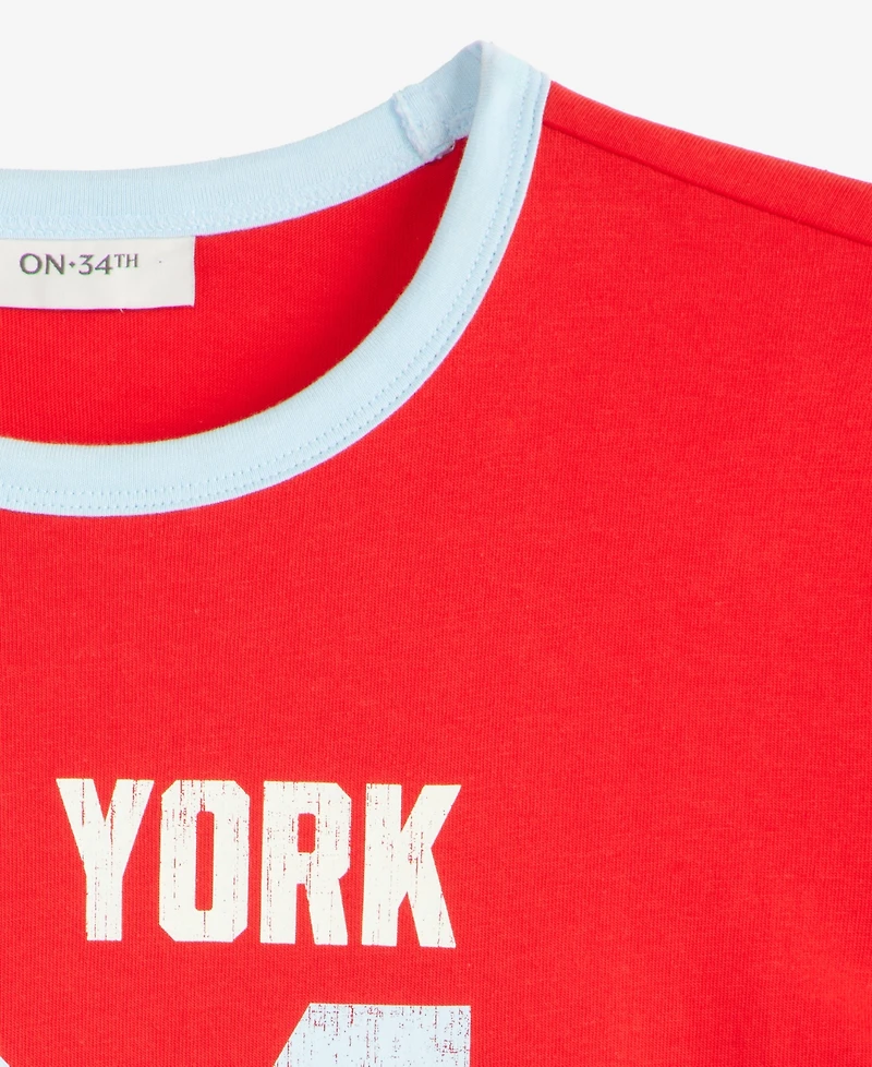 On 34th Women's Sporty Graphic Ringer T-Shirt, Macy's Exclusive