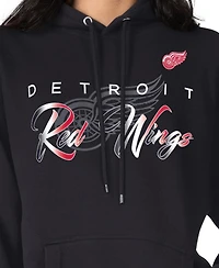 G-iii 4Her by Carl Banks Men's Black Detroit Red Wings Shadow Logo Fleece Pullover Hoodie