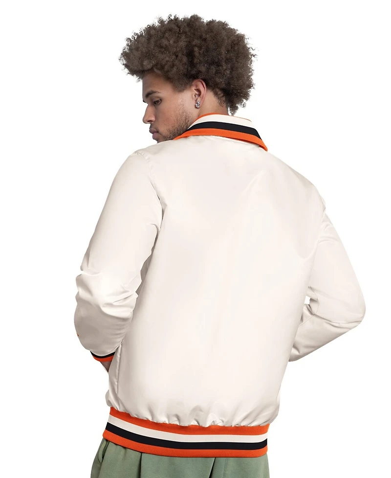 Starter Men's White Baltimore Orioles The Captain Cooperstown Logo Full-Zip Varsity Jacket