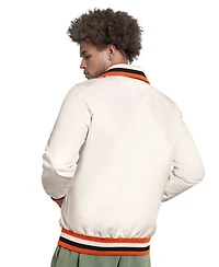 Starter Men's White Baltimore Orioles The Captain Cooperstown Logo Full-Zip Varsity Jacket
