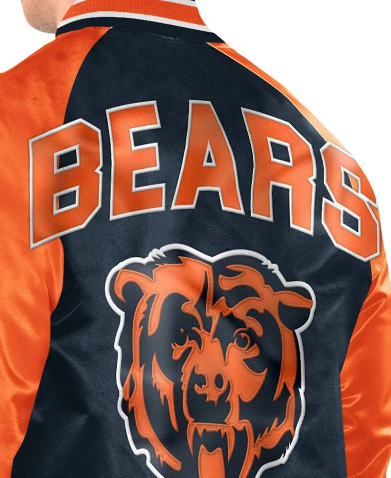 Starter Men's Navy/Orange Chicago Bears Inductee Raglan Full-Snap Varsity Jacket