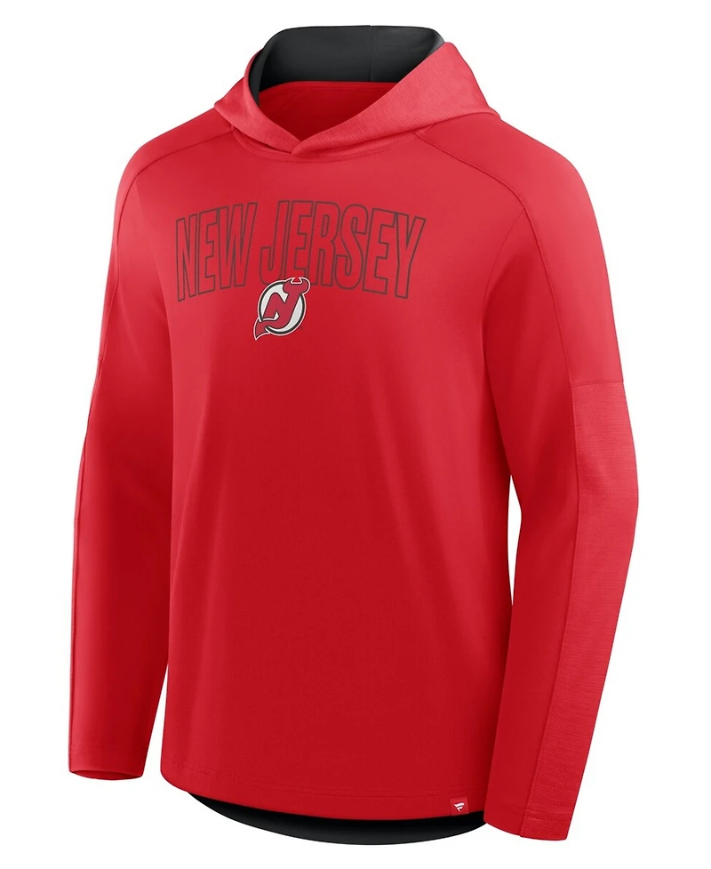 Fanatics Men's Red New Jersey Devils Penalty Shot Long Sleeve Hoodie T-Shirt