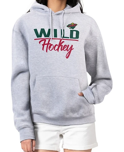 G-iii 4Her by Carl Banks Women's Heather Gray Minnesota Wild Team Sport Tri-Blend Fleece Hoodie