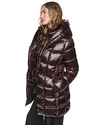 Dkny Women's Pearlized Hooded Walker with Bib Coat