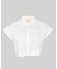 Reistor Women's Oversized Crop Shirt Summer Blue