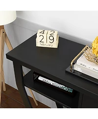 Gouun Curved Frame Modern Console Table with Storage Drawer and Three-Tier Shelf