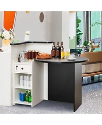 Gouun Oval-Top Reception Desk with Lockable Drawer and 3-Position Open Shelf, 48 x 27.5 in