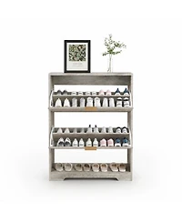 homfan Fluted Shoe Cabinet for Entryway with 2 Flip Drawers