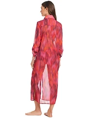 Bleu by Rod Beattie Women's Chiffon Long Swim Cover Up Shirt