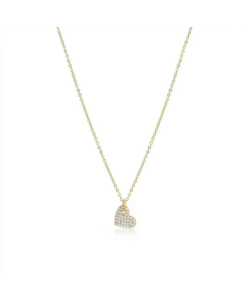 The Lovery Mini Asymmetrical Cz Heart Necklace 14K Gold Plated Sterling Silver