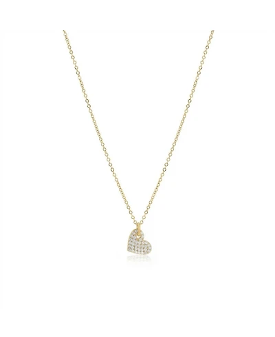 The Lovery Mini Asymmetrical Cz Heart Necklace 14K Gold Plated Sterling Silver