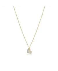 The Lovery Mini Asymmetrical Cz Heart Necklace 14K Gold Plated Sterling Silver