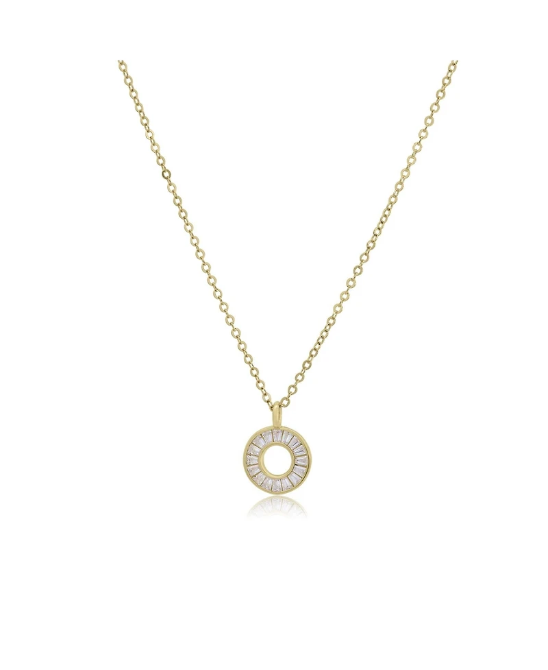 The Lovery Baguette Cz Circle Necklace 14K Gold Plated Sterling Silver
