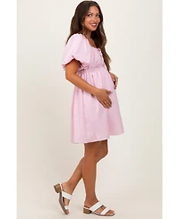 Pinkblush Maternity White Textured Bubble Sleeve Mini Dress