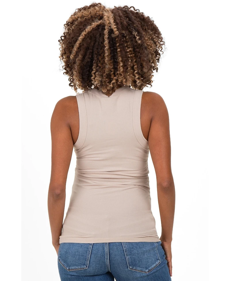 Pinkblush Maternity Beige Ribbed Scoop Neck Tank Top