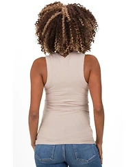 Pinkblush Maternity Beige Ribbed Scoop Neck Tank Top