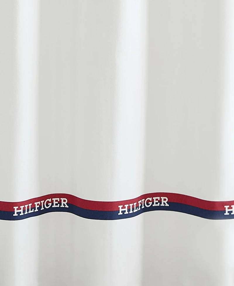 Tommy Hilfiger Th Logo Stripe Printed Shower Curtain, 72" x 72"